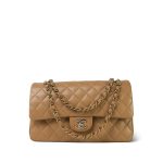22B Dark Beige Lambskin Quilted Classic Flap Medium Light Gold Hardware - Image 9