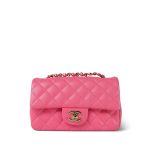 Pink Lambskin Quilted Mini Rectangular Flap Light Gold Hardware