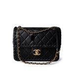 Black Calfskin Braided My Own Frame Flap Bag Aged GHW - Image 11
