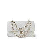 White Caviar Quilted Classic Flap Medium Light Gold Hardware - Image 12