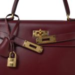 Kelly 28 Box Calfskin Rouge H Gold Plated R Circle Stamp - Image 8
