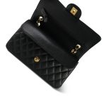 20C Black Caviar Quilted Classic Flap Medium Gold Hardware - Image 12