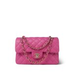 19C Pink Caviar Quilted Classic Flap Small Light Gold Hardware - Image 11