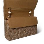 Bronze Gold Silver Tweed Quilted Beige Classic Flap Medium - Image 9