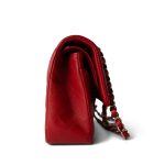 20S Red Lambskin Quilted Classic Flap Medium LGHW - Image 3