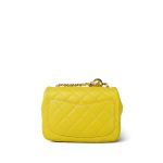 23C Yellow Lambskin Quilted Pearl Crush Mini Square Flap Aged Gold Hardware - Image 7