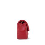 20S Red Lambskin Quilted Mini Rectangular Flap Light Gold Hardware - Image 5