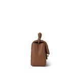 Dark Beige Lambskin Quilted Mini Top Handle Light Gold Hardware - Image 4