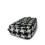 Black/White/Ecru Ribbon Tweed Houndstooth 19 Flap Mixed Hardware Small - Image 7