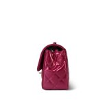 23P Pink / Dark Pink Patent Quilted Mini Rectangular Flap Light Gold Hardware - Image 2