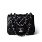 Black Caviar Quilted Mini Square Flap SHW - Image 13