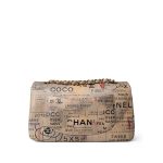 Graffiti Newspaper Medium Classic Double Flap Antique Gold Hardware - Image 3