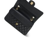 20S Black Caviar Quilted Classic Flap Medium Gold Hardware - Image 8