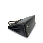Kelly 28 Black Box Calfskin Retourne Gold Plated D Square Stamp - Image 18