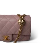 Light Pink Lambskin Quilted Sweet Camelia Single Flap Aged GHW - Image 6