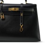 Kelly 32 Black Box Calfskin Gold Plated C Square Stamp - Image 3