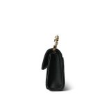 Black Lambskin Quilted Pearl Crystal Top Handle Phone Holder Aged Gold Hardware - Image 2