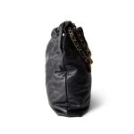 23K Black Caviar Quilted 22 Hobo Drawstring Bag Medium Aged Gold - Image 2