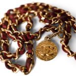 Vintage Coco Mark Belt Dark Red/ Gold - Image 2