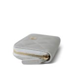 21A Light Grey Caviar Quilted Zip Coin Purse - Image 9
