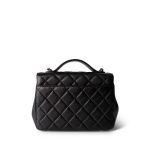 21B Black Caviar Quilted Business Affinity Flap Medium Light Gold Hardware - Image 5