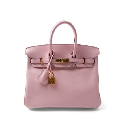 Birkin 25 Rose Sakura Swift Gold Plated X Stamp