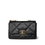 Black Lambskin Quilted 19 Flap Small Mixed Hardware - Image 3