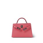 Mini Kelly Sellier Rose d’Ete Chevre Palladium Plated D Stamp - Image 13