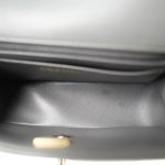 Dark Grey Lambskin Quilted Mini Top Handle Light Gold Hardware - Image 9
