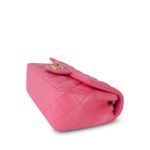 Pink Lambskin Quilted Mini Rectangular Flap Light Gold Hardware - Image 8