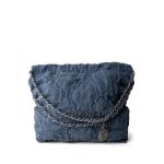 24S Washed Denim Quilted 22 Hobo Bag Small - Image 10