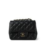 Black Lambskin Quilted Mini Square Flap LGHW