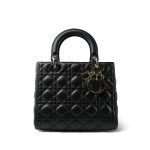Black Lambskin Cannage Lady Dior Medium