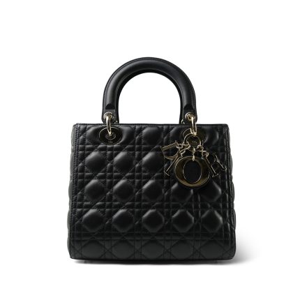 Black Lambskin Cannage Lady Dior Medium