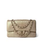 Iridescent Beige Python Classic Flap Medium LGHW - Image 12