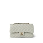 24S Light Grey Caviar Quilted Classic Flap Medium LGHW