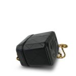 23A Black Lambskin Quilted Mini Vanity Case With Chain GHW - Image 9