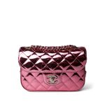 24C Shiny Pink Calfskin Quilted Flap Bag & Coin Purse - Image 2