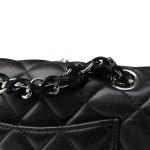Black Lambskin Quilted Lady Bug Mini Rectangular Flap Silver Hardware - Image 13
