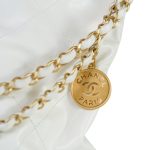 22S White Calfskin Quilted 22 Medium Hobo Bag Black/Aged Gold Hardware - Image 6