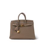Birkin 25 Etoupe Veau Togo Gold Plated B Stamp - Image 7