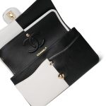 Black/White Lambskin Classic Flap Medium LGHW - Image 14