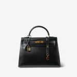 Kelly 32 Black Box Calfskin Gold Plated (A) Stamp - Image 2