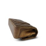 18C Bronze Chevron Calfskin Quilted Classic Flap Medium Aged Gold Hardware - Image 13