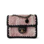 Pink/White Tweed Calfskin Braided My Own Frame Flap Bag Mini LGHW
