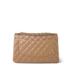 Dark Beige / Caramel Lambskin Quilted Jumbo Classic Flap Light Gold Hardware - Image 3