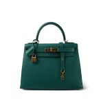 Kelly 28 Malachite Epsom Gold Plated R Square Stamp