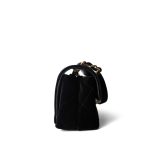 Black Velvet Strass Evening Bag Diamond Lock Flap Bag Aged GHW - Image 4