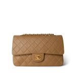 Vintage Caramel Lambskin Quilted Classic Flap Medium GHW
