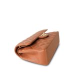 22S Caramel Lambskin Quilted Small Classic Flap Light Gold Hardware - Image 5